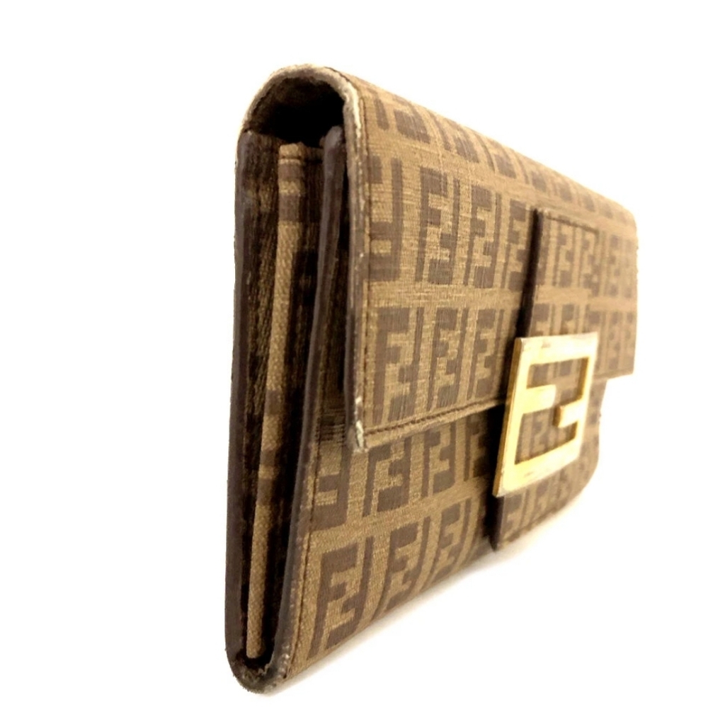 FENDI FF Brown & Gold Zucchino Long  Wallet (VERY GOOD)✨️🖤✨️ - Picture 3 of 8